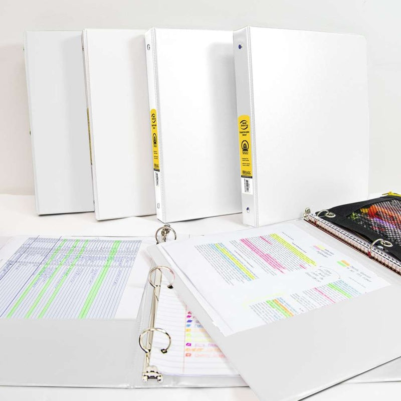 BAZIC 1.5" 3-Ring Binder w/ 2-Pockets - White
