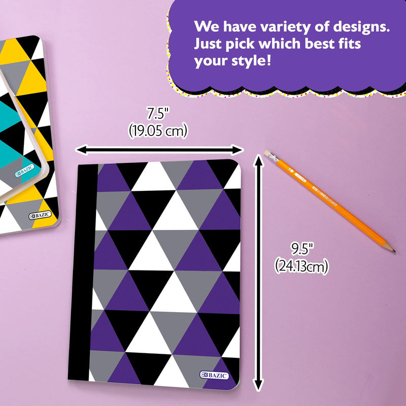 BAZIC College Ruled 100 Sheets Geometric Composition Book
