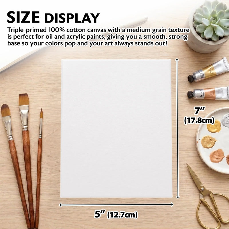 BAZIC Stretched Canvas 5" x 7" - White