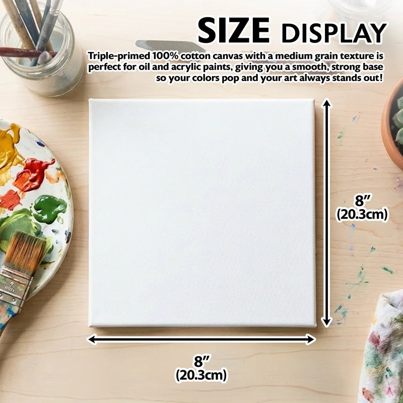 BAZIC Stretched Canvas 8" x 8" - White