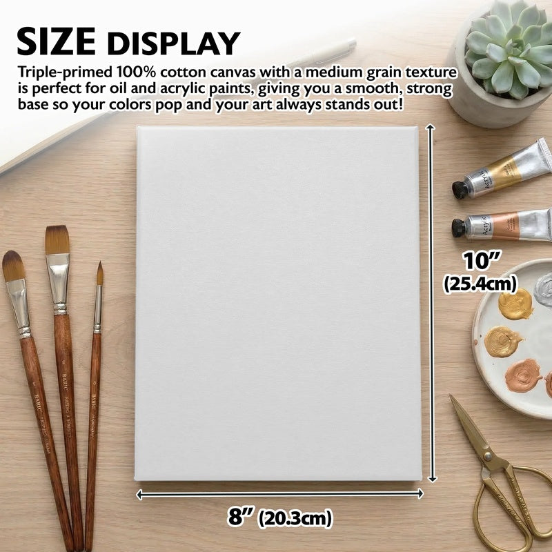 BAZIC Stretched Canvas 8" x 10" - White