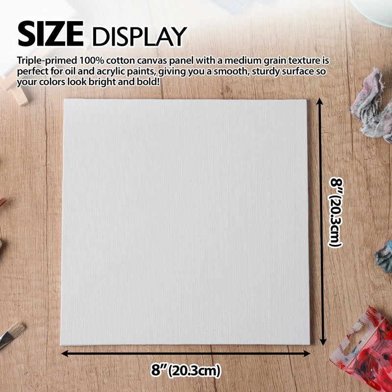 BAZIC Canvas Panel 8" x 8" - White