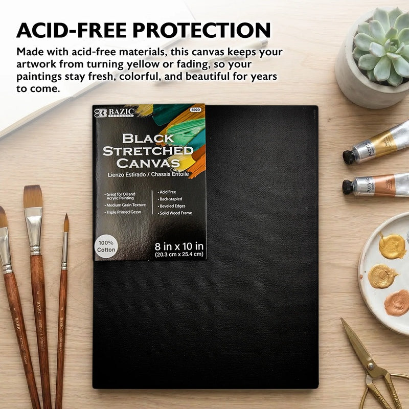 BAZIC Stretched Canvas 8" x 10" - Black