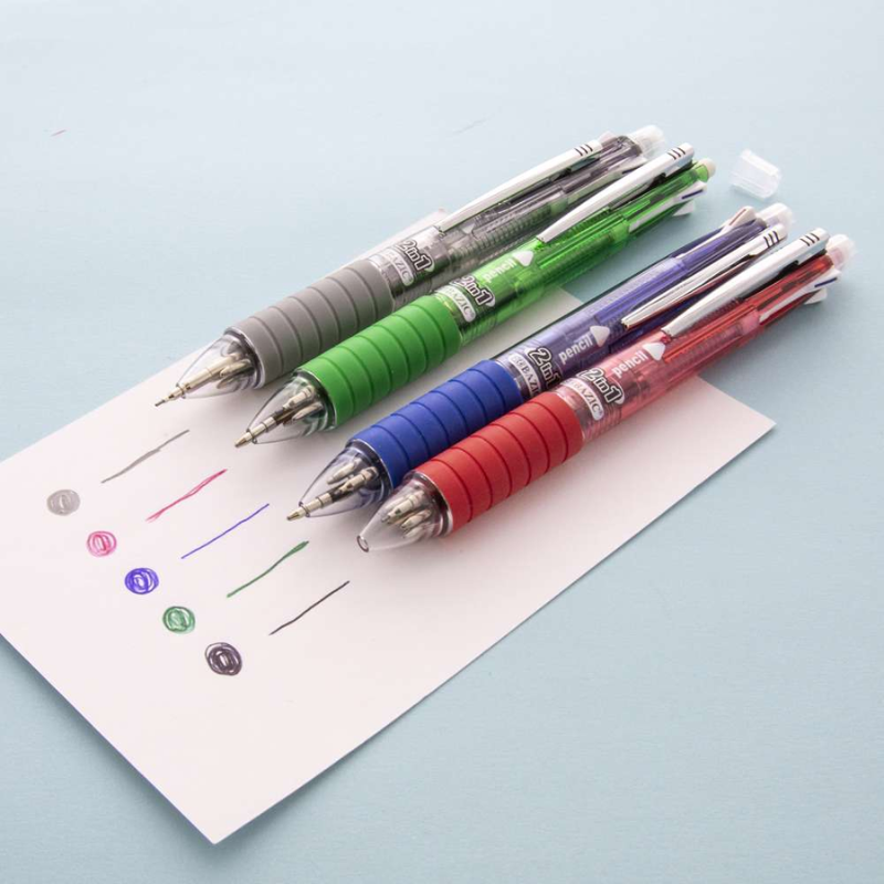 BAZIC 2-In-1 Mechanical Pencil & 4-Color Pen w/ Grip