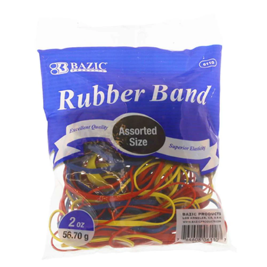 BAZIC 2 Oz./ 56.70 g Assorted Sizes and Colors Rubber Bands