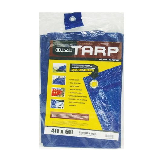 BAZIC 4ft X 6ft Blue Tarpaulin with Reinforced Holes