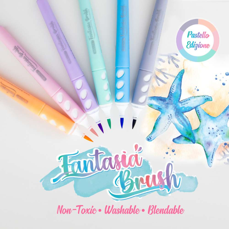 BAZIC Pastel Coloured Brush Markers (6/Pack)