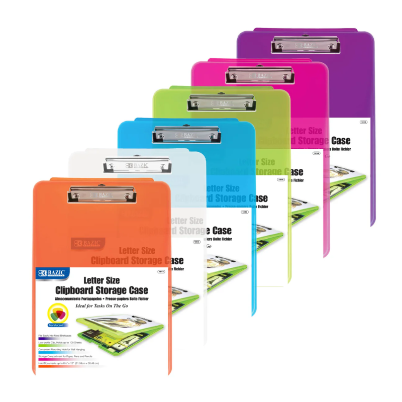 BAZIC Translucent Clipboard with Storage Case