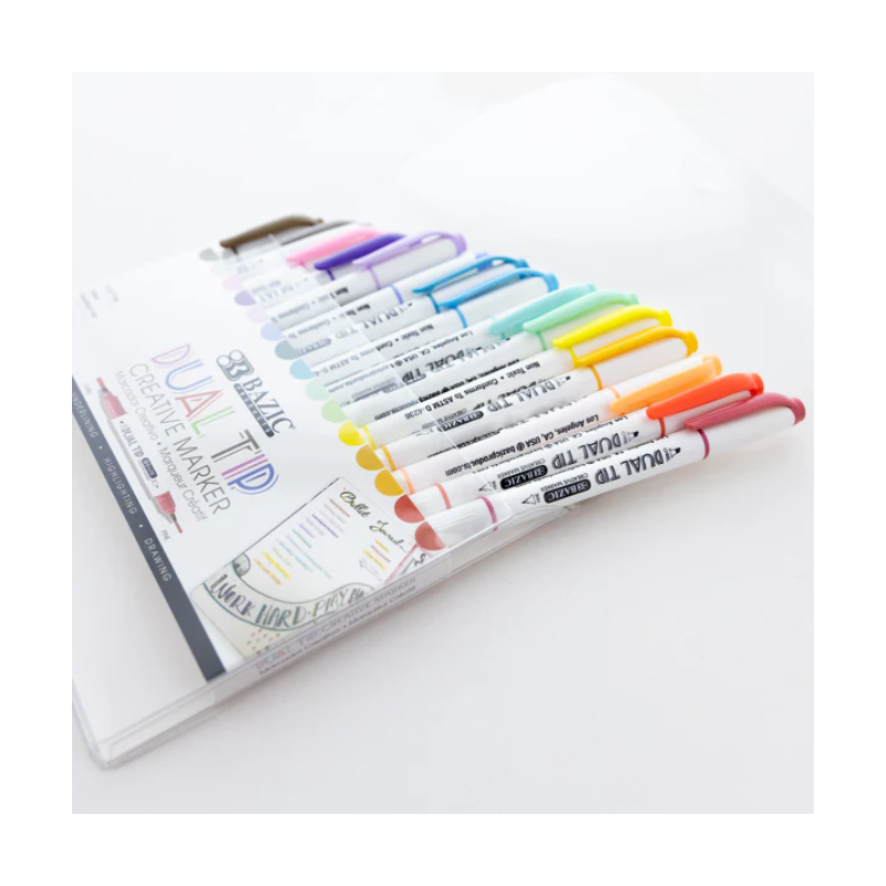 BAZIC Dual Tip Creative Markers (15/Pack)
