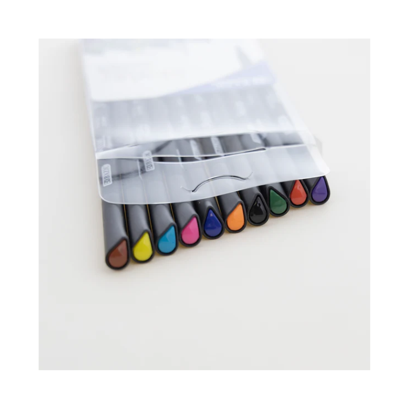 BAZIC Skylar 0.4mm Coloured Fineliner Pen (10/Pack)