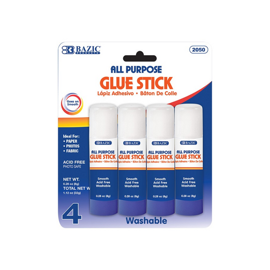 BAZIC 8g / 0.28oz Premium Glue Stick (4/Pack)