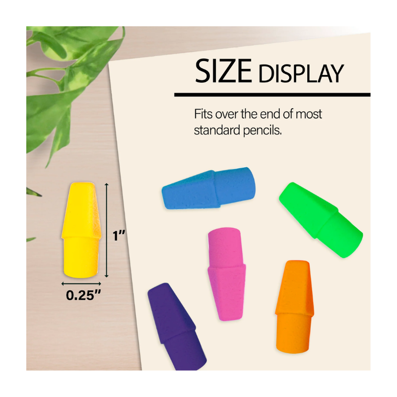 Bazic Neon Eraser Cap (20/Pack)