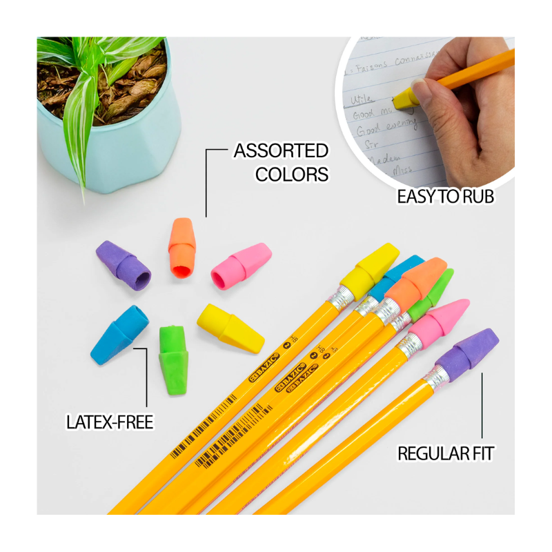 Bazic Neon Eraser Cap (20/Pack)