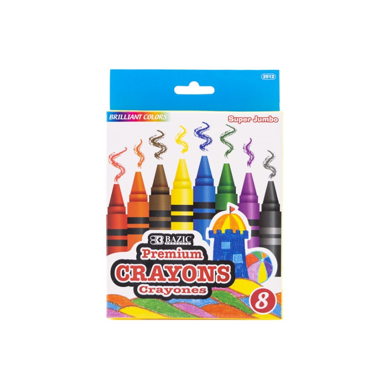 BAZIC Premium Super Jumbo Crayons (8/Pack)