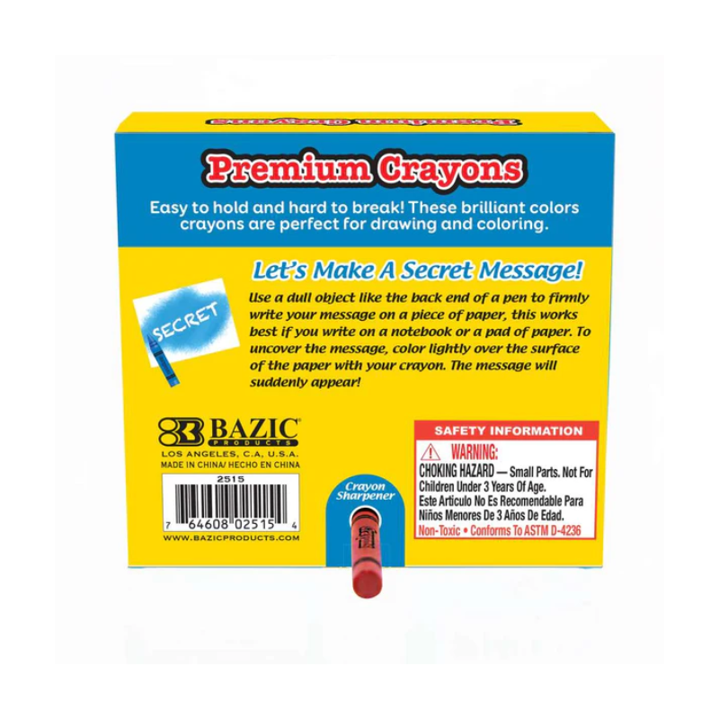 BAZIC Premium Crayons with Sharpener (64/Pack)