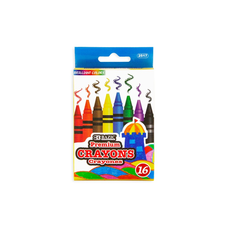 BAZIC Premium Crayons (16/Pack)