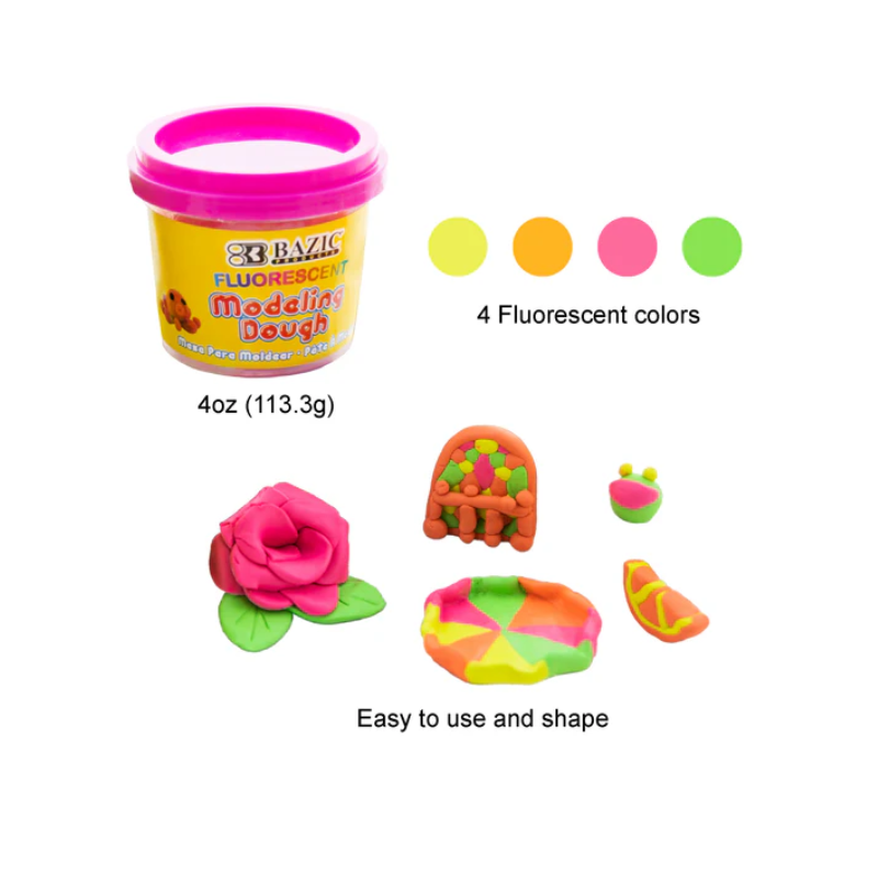 BAZIC 4oz Fluorescent Colour Modeling Dough (4/Pack)