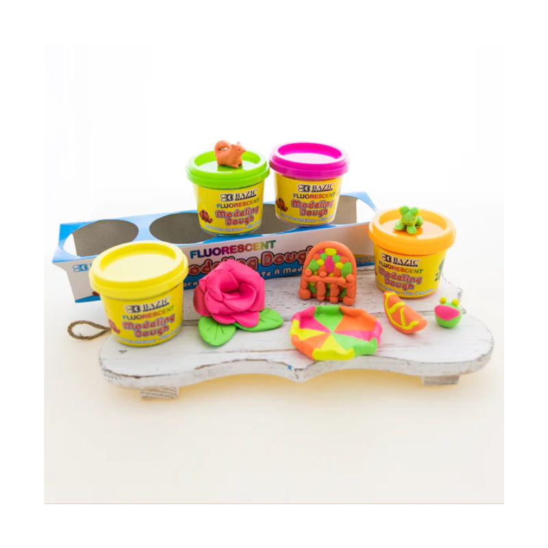 BAZIC 4oz Fluorescent Colour Modeling Dough (4/Pack)