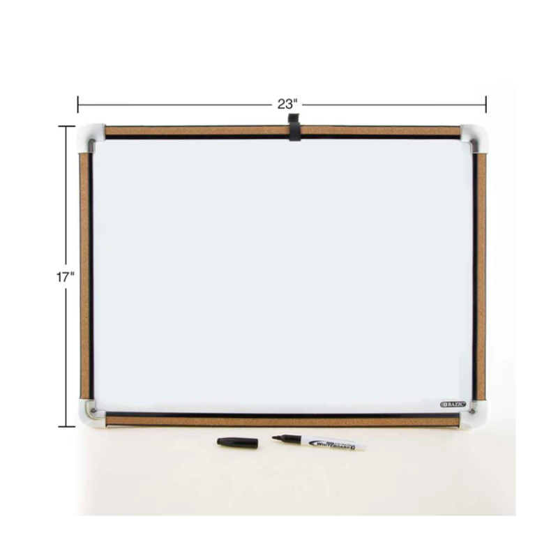 BAZIC Classique 17" x 23" Cork Framed Magnetic Dry Erase Board