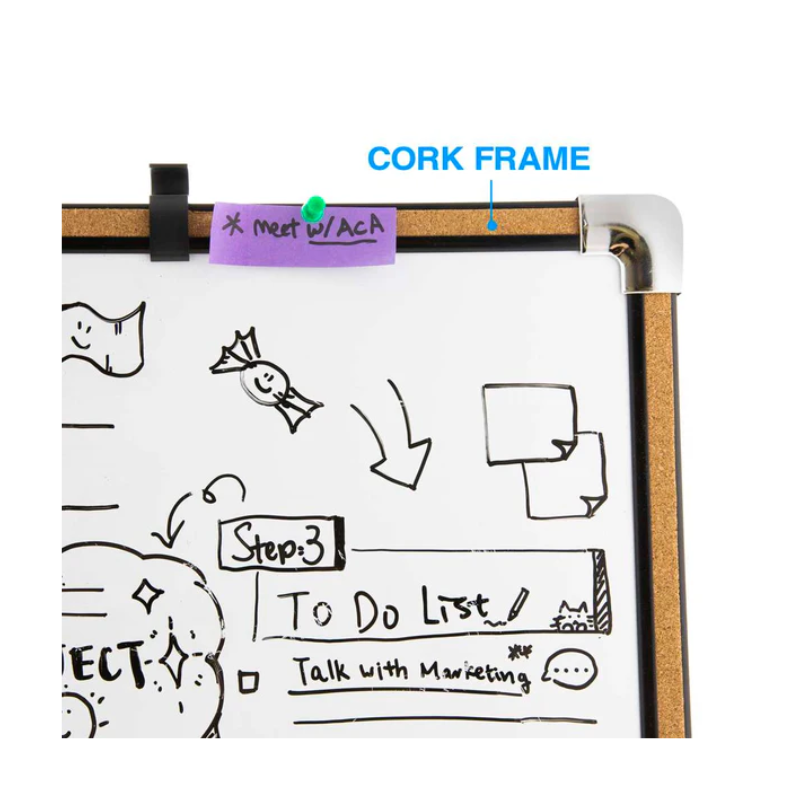 BAZIC Classique 17" x 23" Cork Framed Magnetic Dry Erase Board
