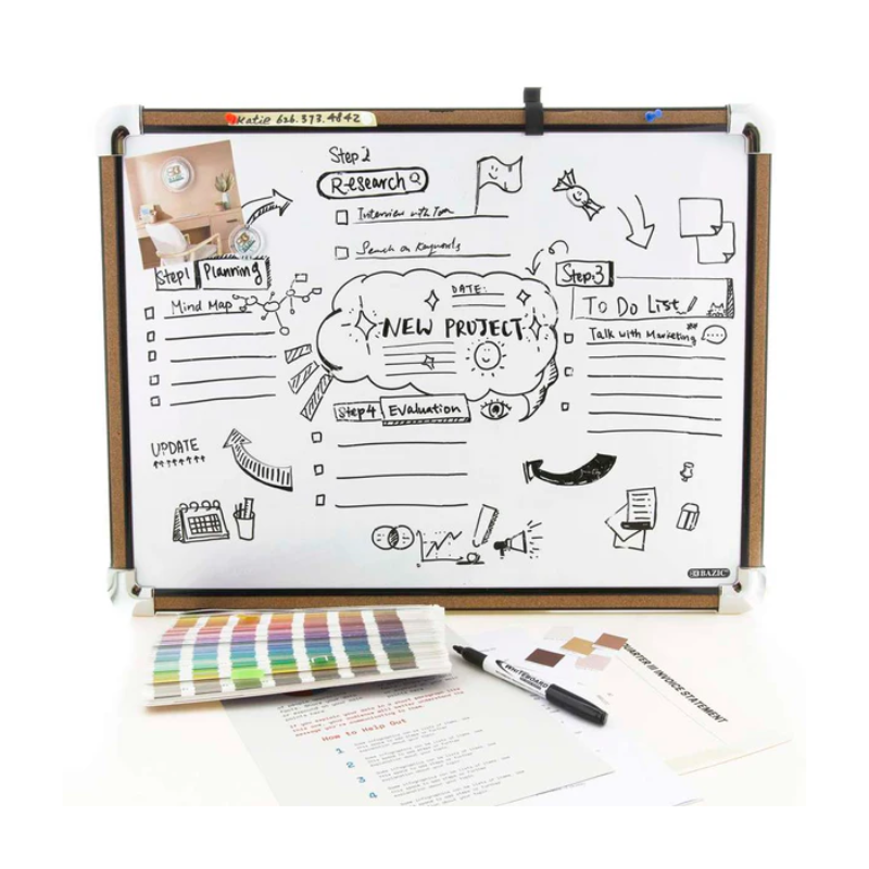 BAZIC Classique 17" x 23" Cork Framed Magnetic Dry Erase Board