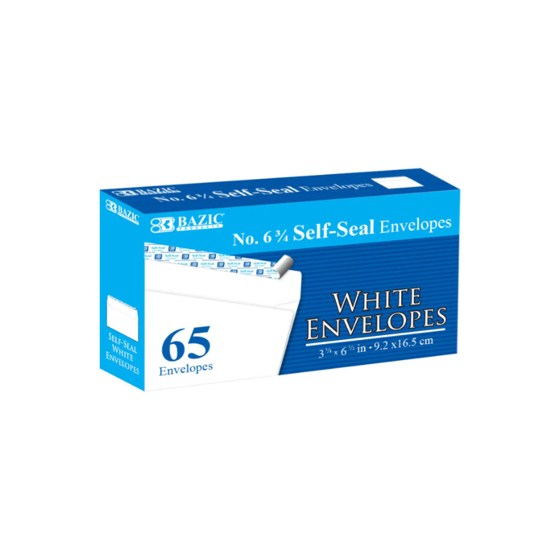 BAZIC #6 3/4 Self-Seal White Envelope (65/Pack)