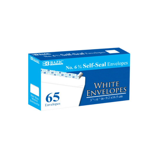 BAZIC #6 3/4 Self-Seal White Envelope (65/Pack)