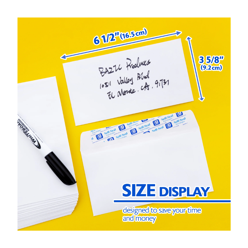 BAZIC #6 3/4 Self-Seal White Envelope (65/Pack)