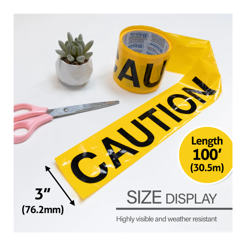 BAZIC 3" X 100ft Yellow CAUTION Barricade Tape