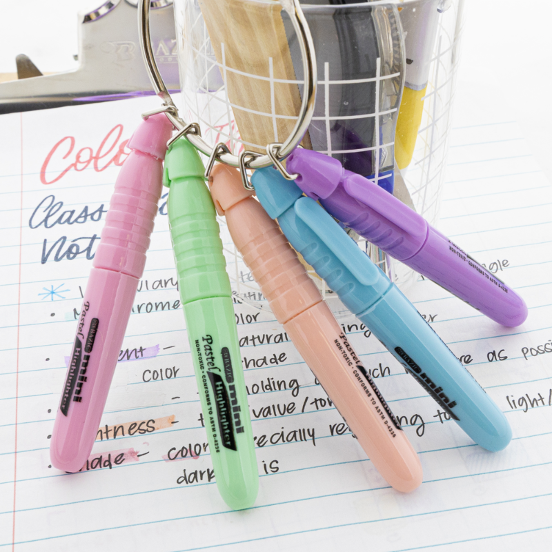 BAZIC Mini Pastel Highlighter w/ Cap Clip (5/Pack)