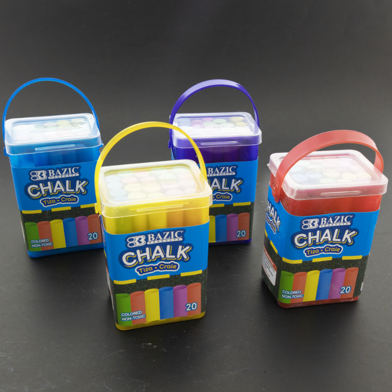 BAZIC 20pc Coloured Chalk Bucket