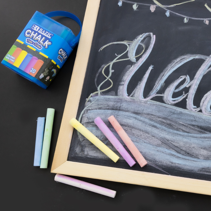 BAZIC 20pc Coloured Chalk Bucket