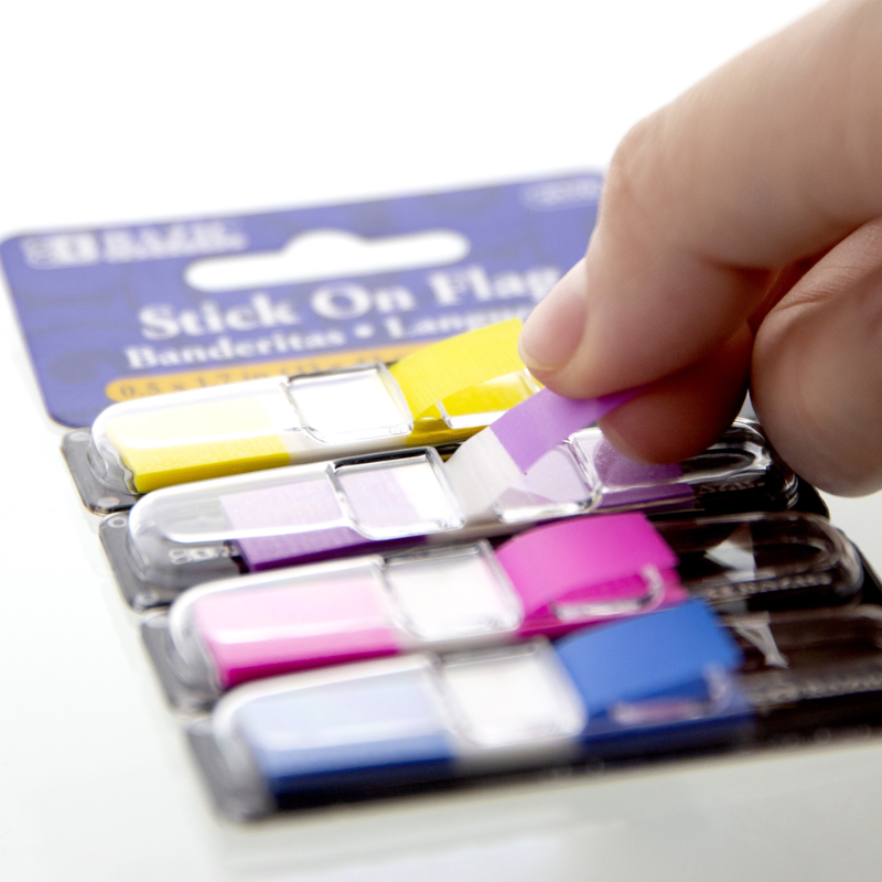 BAZIC 0.5" x 1.7" 30 Ct. Neon Flags w/ Dispenser (4/Pack)