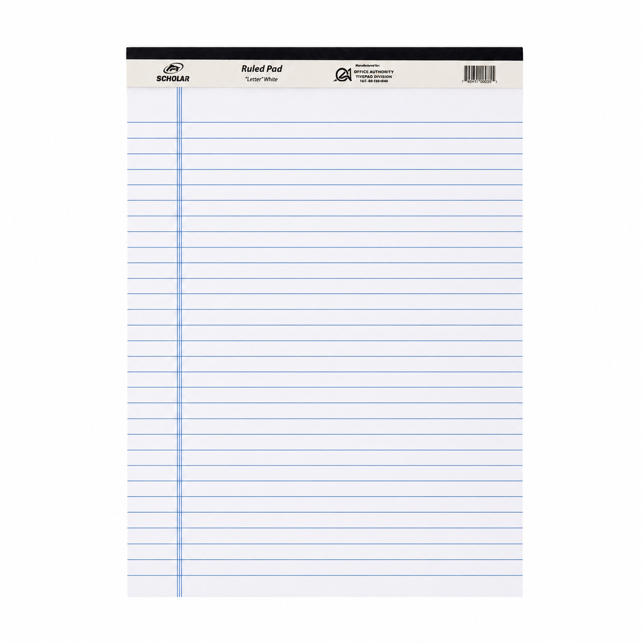 White Ruled Pad with Margin - 8.5" x 10.5"
