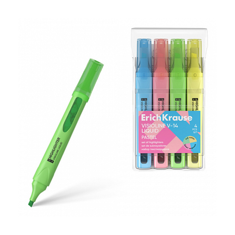 Erich Krause Visioline V-14 Pastel Liquid Highlighter (4/Pack)