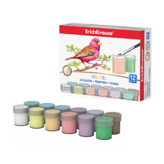 Erich Krause 20ml Gouache Paint Set (12/Pack) - Pastel