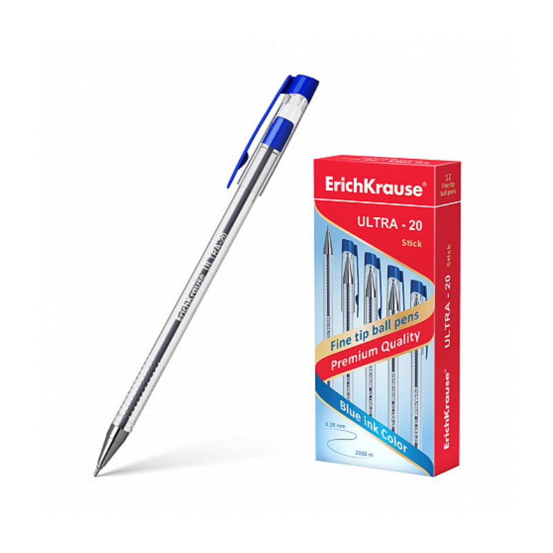 Erich Krause Ultra-20 Super Glide 0.7mm Ballpoint Pen - Blue
