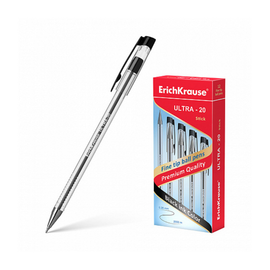 Erich Krause Ultra-20 Super Glide 0.7mm Ballpoint Pen - Black