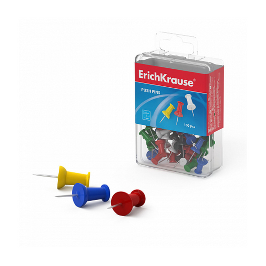 Erich Krause Classic Coloured Push Pins (100/Pack)