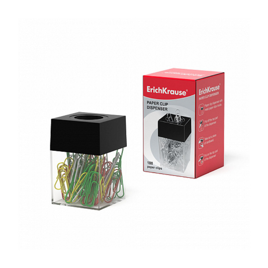 Erich Krause Magnetic Paper Clips Holder with 100 Paper Clips