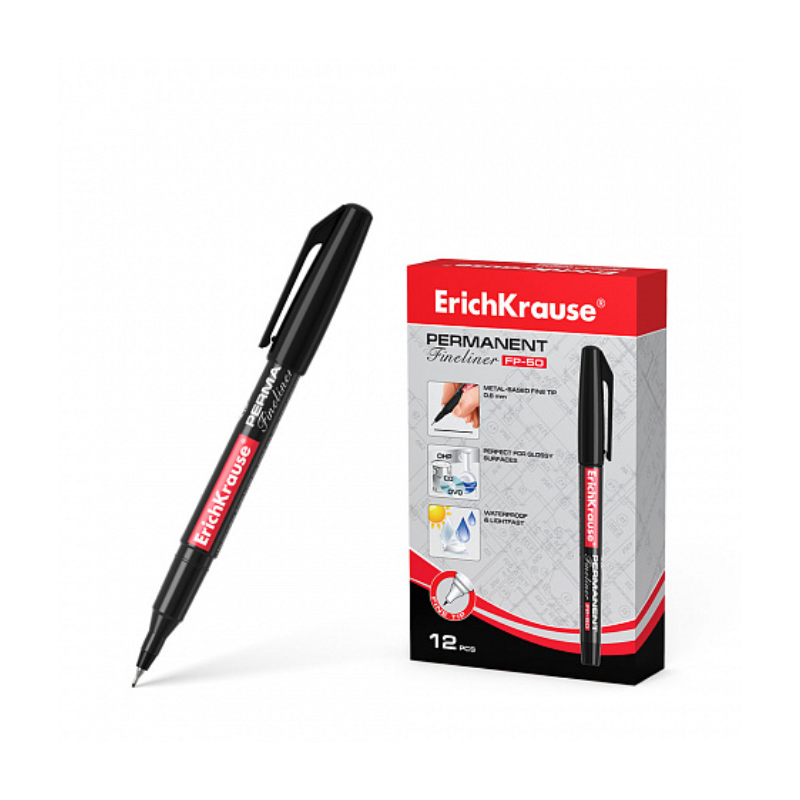 Erich Krause FP-50 Permanent Fineliner Marker - Black