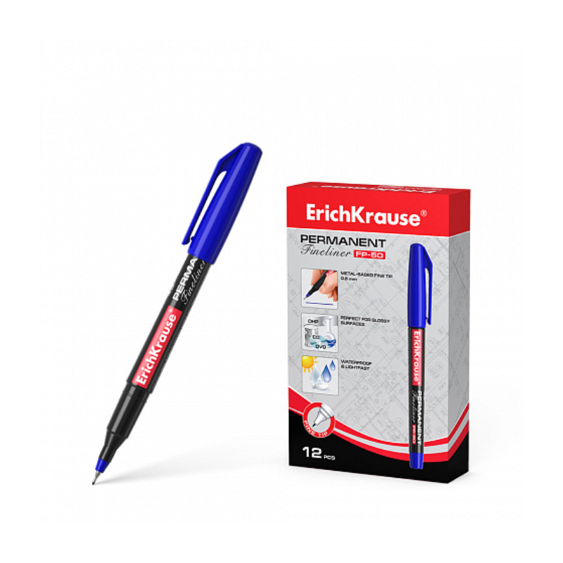 Erich Krause FP-50 Permanent Fineliner Marker - Blue