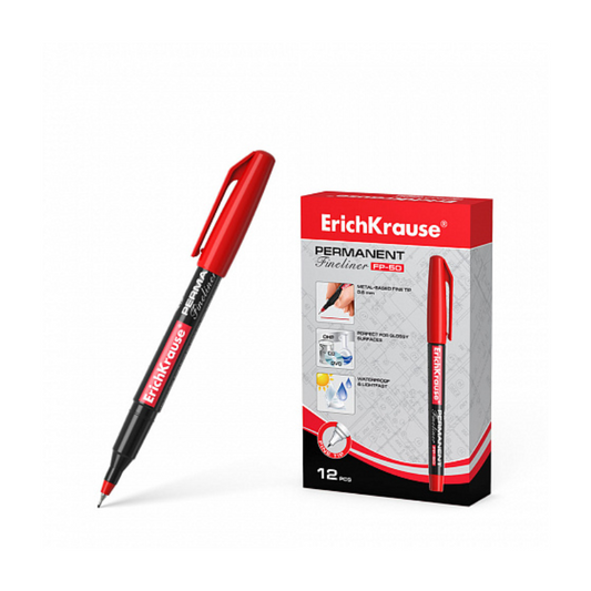 Erich Krause FP-50 Permanent Fineliner Marker - Red