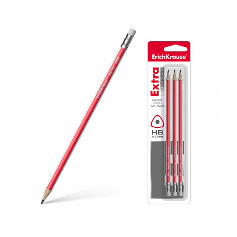 Erich Krause Extra Triangular HB Pencil (3/Pack)