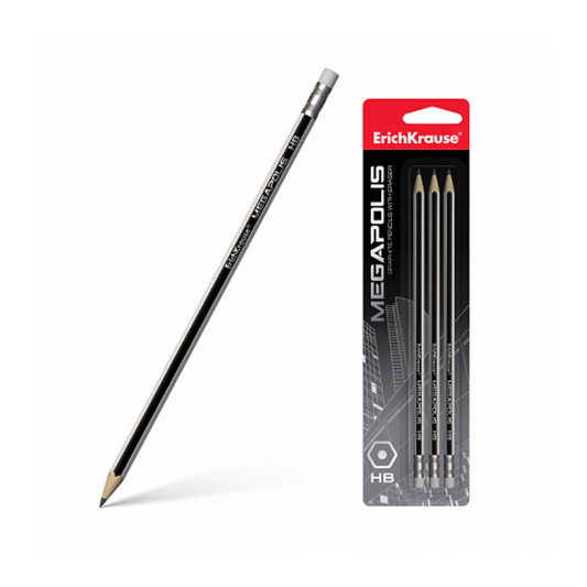 Erich Krause Megapolis Hexagonal HB Pencil (3/Pack)