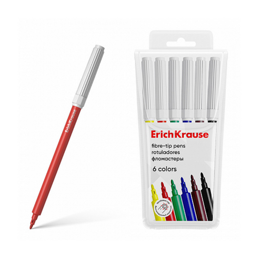Erich Krause Felt Tip Coloured Markers (6/Pack)