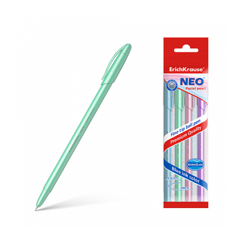 Erich Krause Neo 0.7mm Pastel Super Glide Ballpoint Pen (4/Pack)