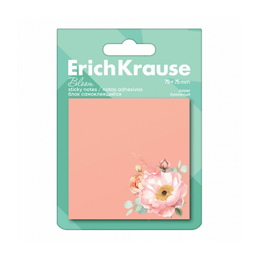 Erich Krause 3" x 3" Pastel Bloom Sticky Notes - Pink (50 Sheets)