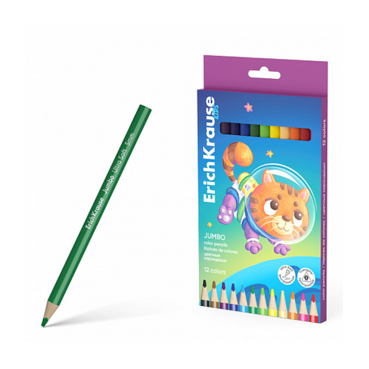 Erich Krause Space Animals Jumbo Triangular Coloured Pencils (12/Pack)