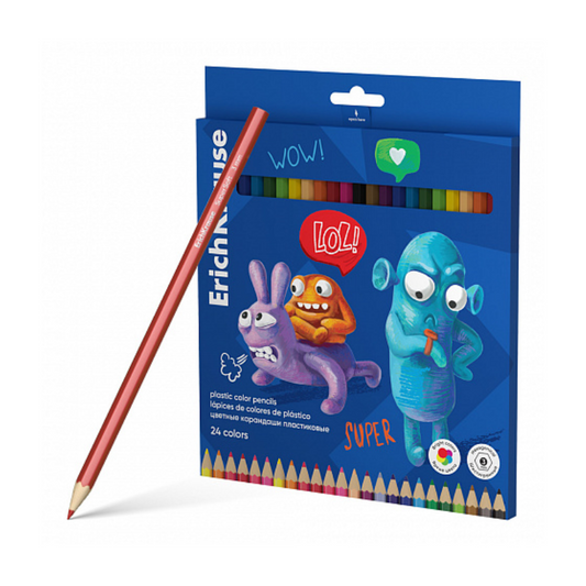 Erich Krause Jolly Friends Hexagonal Plastic Coloured Pencils (24/Pack)
